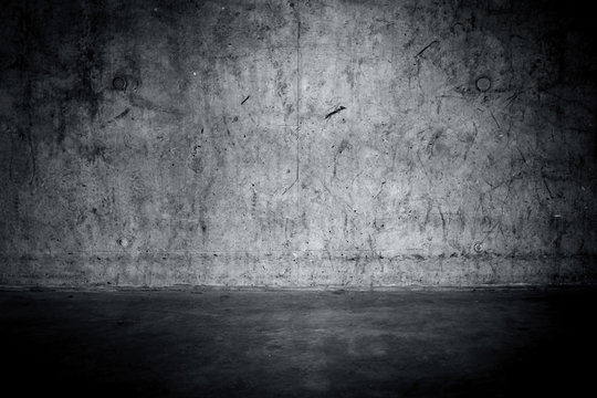 Grungy concrete wall and floor