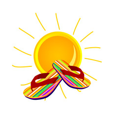 sun with flip flop art vector illustration