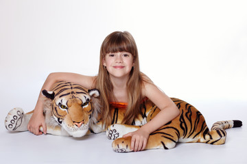 A girl with a tiger