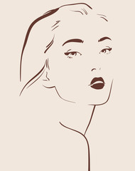 beautiful woman face hand drawn