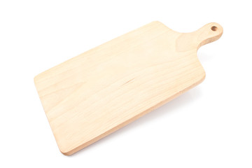 Wooden chopping board isolated on white