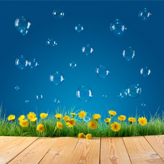 nature background with soap bubbles