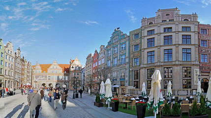 Green Gate in Gdańsk -Stitched Panorama - obrazy, fototapety, plakaty