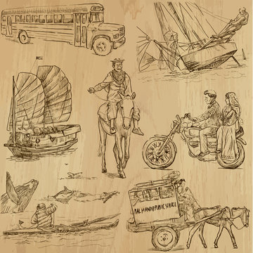 Transportation around the World (part 2) - hand drawings