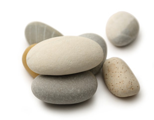 Sea stones on white background