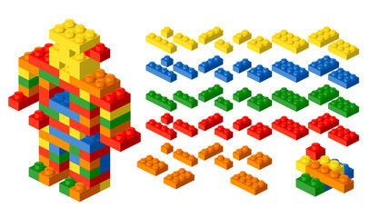 Plastic blocks. Vector design elements.