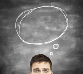 man with bubble speech