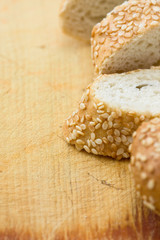 Pieces of baguette with sesame seeds