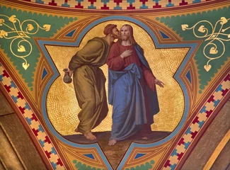 Fototapeten Vienna - Fresco of Judas betray Jesus © Renáta Sedmáková