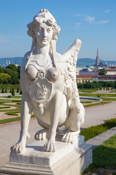 Vienna - sphinx for Belvedere palace in morning