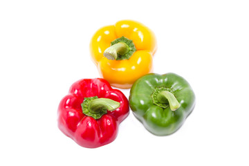 Colorful bell Peppers or sweet peppers isolated on white.