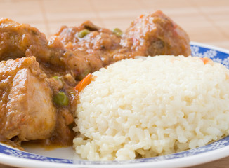 Rice with chicken detail