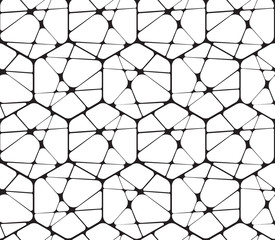 Black and White Abstract Geometric Vector Seamless Pattern.