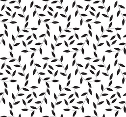 Tree branch, Black and White Geometric Vector Seamless Pattern
