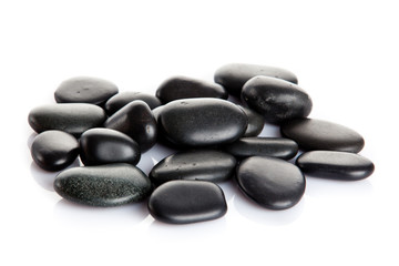 Fototapeta na wymiar Black massage stones isolated.