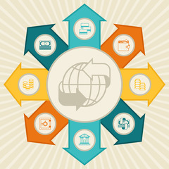 Conceptual banking and business infographic.