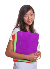Fototapeta premium Smiling asian woman with her paperwork