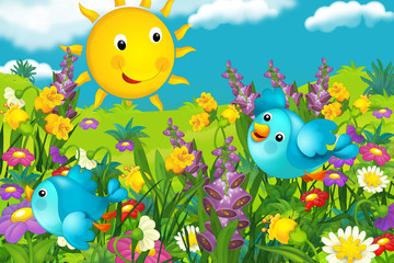 The happy and colorful illustration for the children