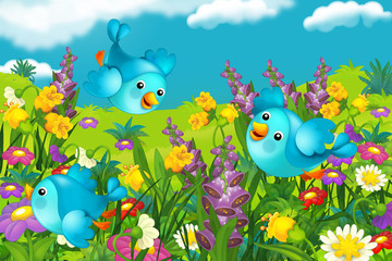 The happy and colorful illustration for the children