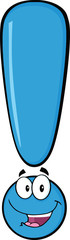 Happy Blue Exclamation Mark Cartoon Character