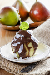 Pears with chocolate sauce