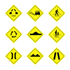 Warning signs on the road