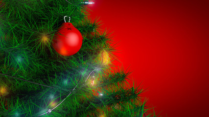 Christmas tree on red background
