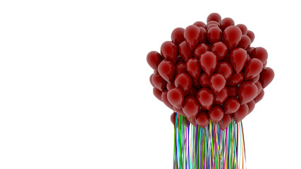 Red party balloons on white background
