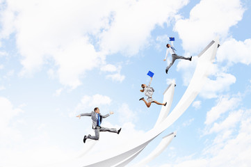 Businesspeople jumping