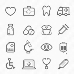 Fototapeta premium healthy and medical symbol line icon set