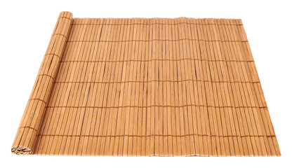 Rolled straw mat isolated
