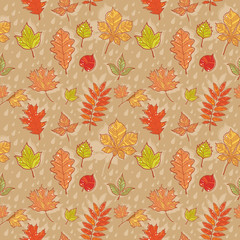 Autumn leaves colorful seamless pattern © Yuzach