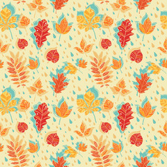 Autumn leaves colorful seamless pattern © Yuzach
