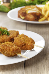 Tasty fried chicken kebob