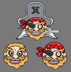 Evil Pirate Captain Laughing - Vector Cartoon Illustration