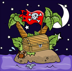 Pirate Island - Vector Cartoon Illustration
