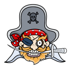 Captain Black Pirate - Vector Cartoon Illustration