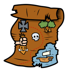 Treasure Map - Vector Cartoon Illustration