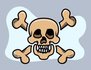 Crossed Skull - Vector Cartoon Illustration