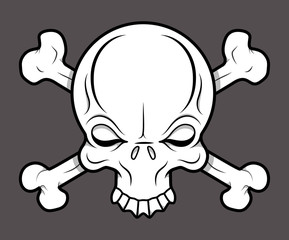 Crossed Skull Tattoo - Vector Cartoon Illustration