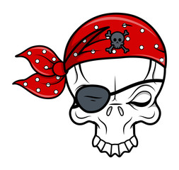 Funny Pirate Skull - Vector Cartoon Illustration