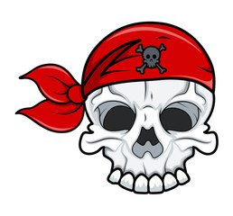Pirate Skull Tattoo - Vector Cartoon Illustration