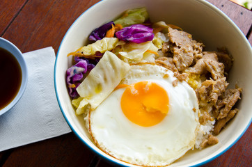 fried pork and fried egg