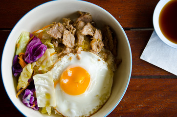 fried pork and fried egg