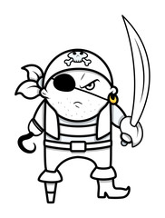 Funny Angry Cute Pirate Captain - Vector Cartoon Illustration