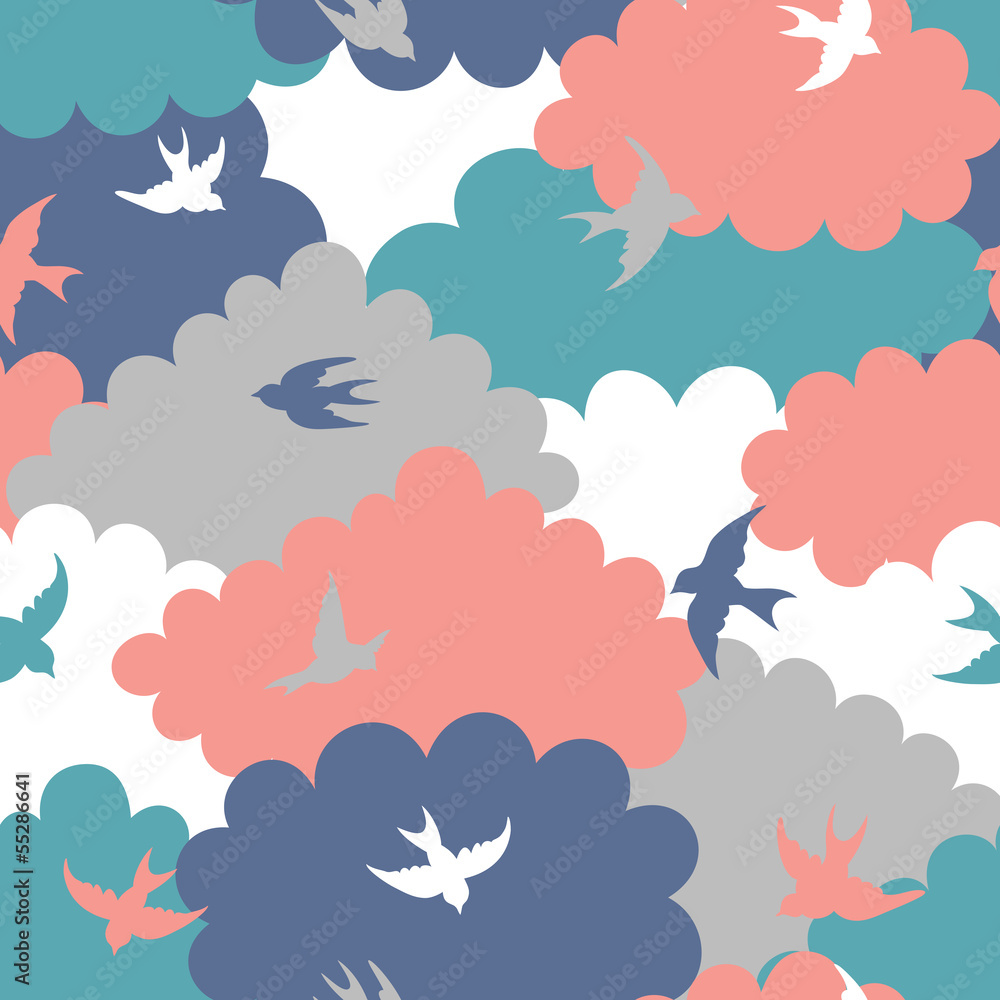 Poster clouds seamless pattern