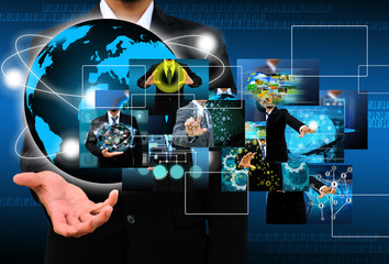 Businessman holding business collection