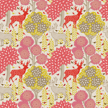 Fototapeta Autumn forest seamless pattern