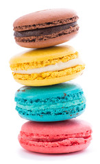 Colorful macaroons stack isolated