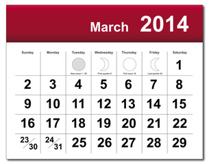 March 2014 calendar